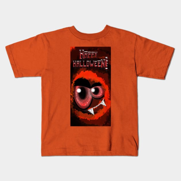 Happy Halloween Kids T-Shirt by Drawn by Nathally 